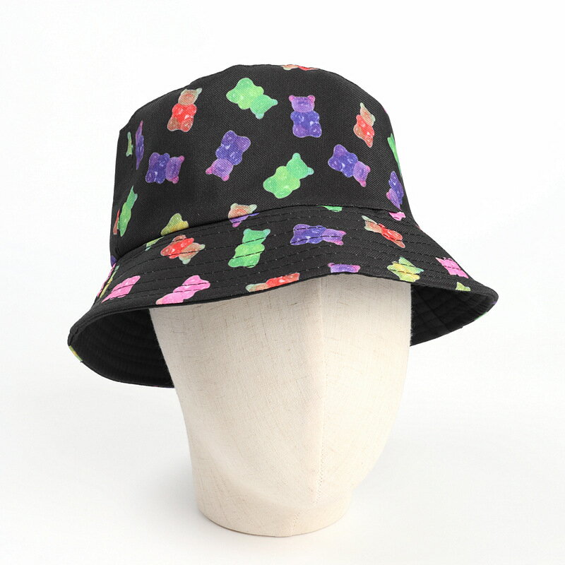 現貨+預購 防曬帽漁夫帽遮陽帽大帽簷戶外登山帽透氣-小熊軟糖雙面男女帽子74cq74【獨家進口】【米蘭精品】 2