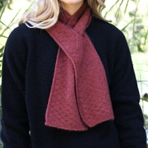 粉棕色單層薄款織紋紐西蘭貂毛羊毛圍巾