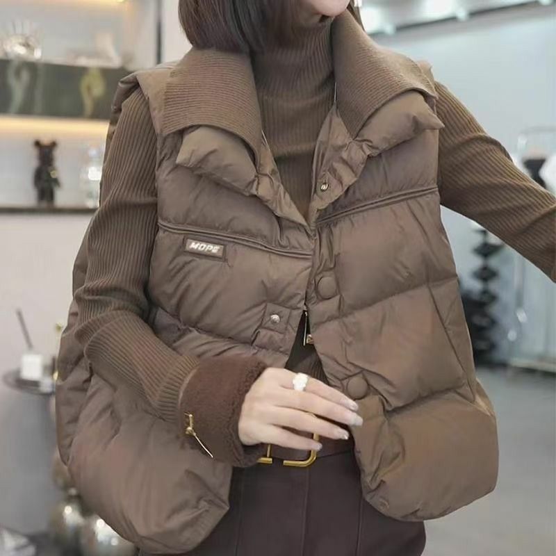 羽絨棉馬甲2024短款女秋冬韓版外套寬松坎肩背心棉服小個子加厚潮-享樂
