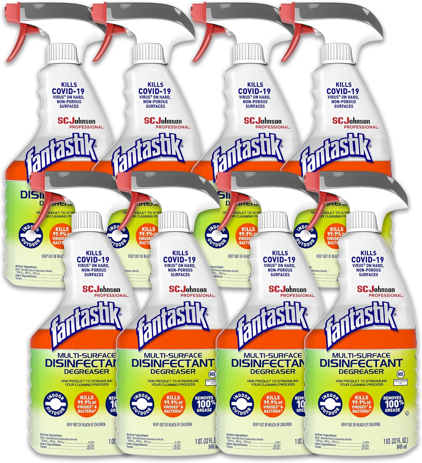 [6美國直購免運] SC Johnson 311836 32oz 清潔劑8瓶 Fantastik Disinfectant Multi-Surface Cleaner Spray Bottle