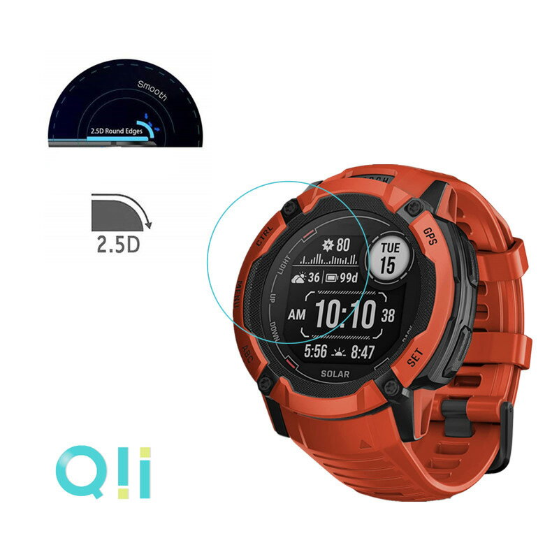 Qii GARMIN Instinct 2X 玻璃貼 (兩片裝)