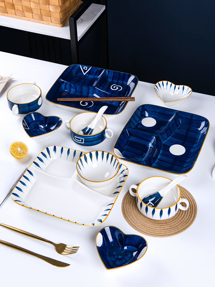 分格盤陶瓷家用分隔盤子菜盤水果盤兒童日式分餐餐盤北歐網紅餐具