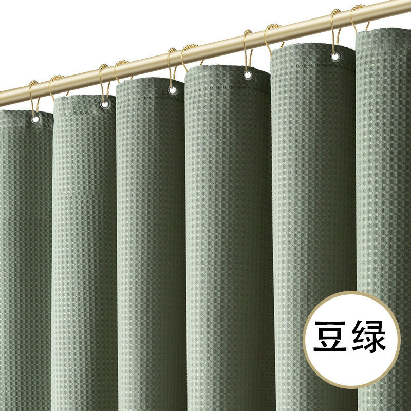 素色純色華夫格浴簾加厚浴室隔斷簾防水防黴隔斷簾衛生間門簾【 宜家良品百貨】