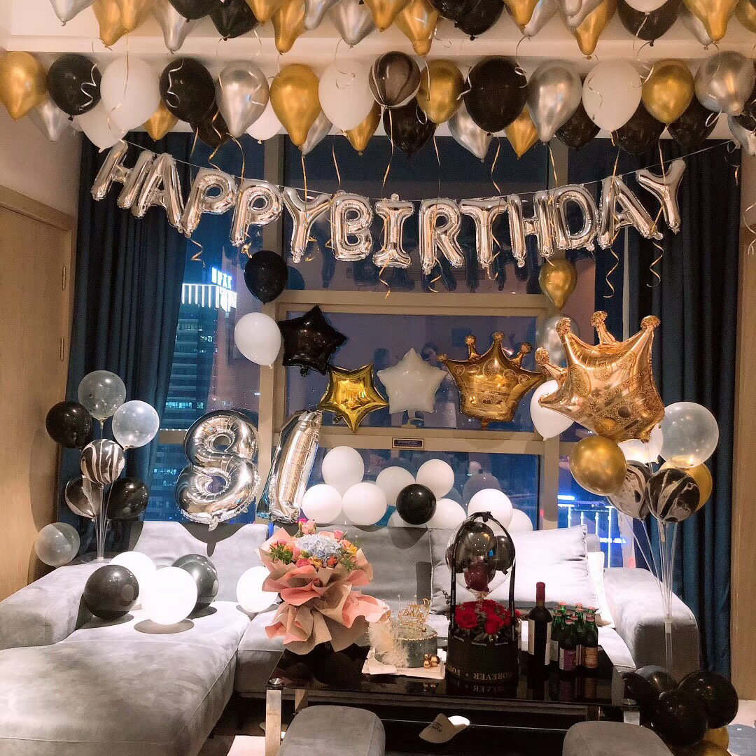 生日快樂派對趴體酒店房間浪漫表白創意裝飾品場景布置背景墻氣球