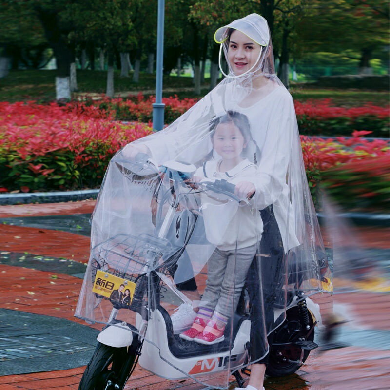 親子雨衣 雨衣電動車母子單人電瓶摩托車男女外賣代駕長款防暴雨全透明雨披 SFCA E7e7