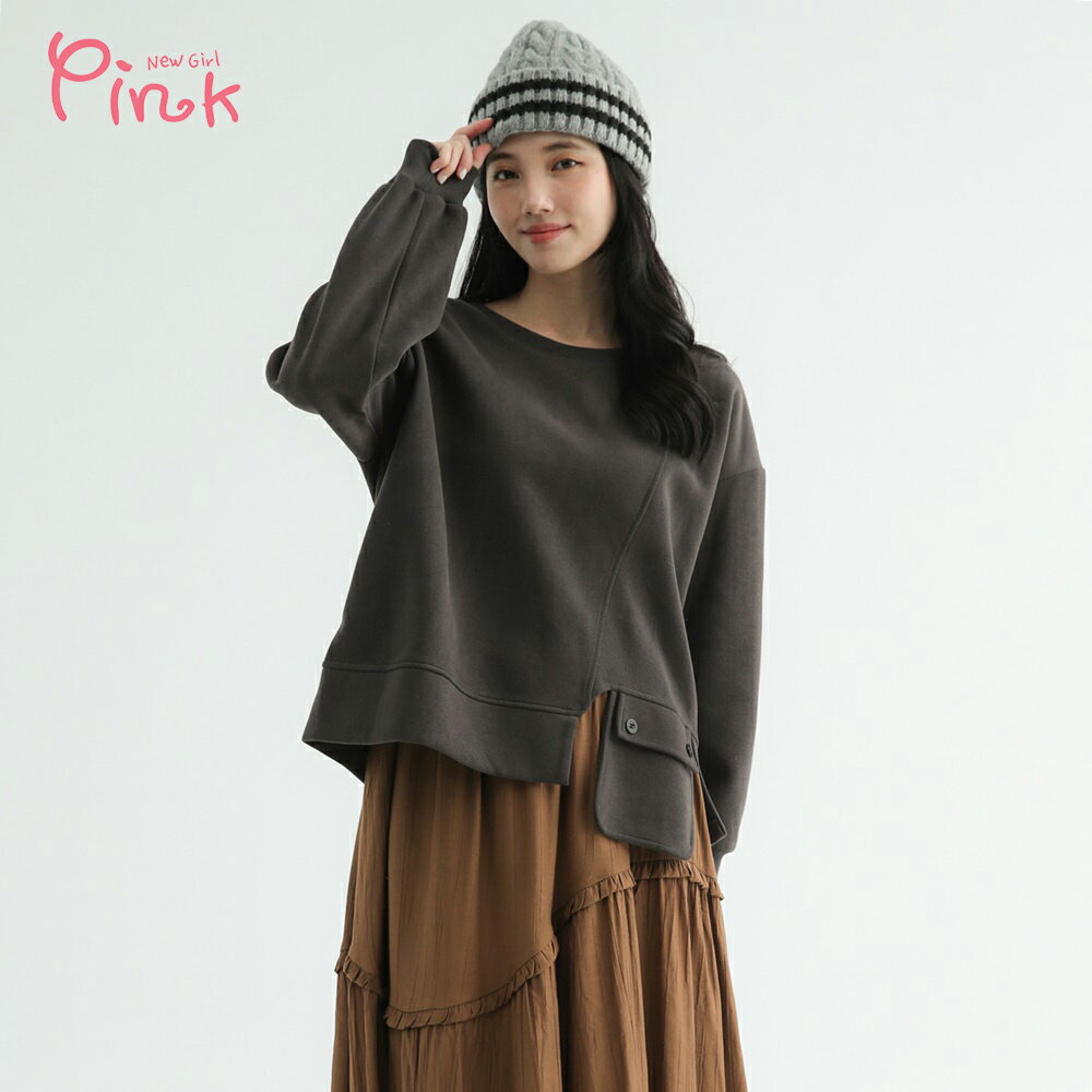 Pink*小口袋造型長袖衛衣/上衣 X5306CI 治裝激推