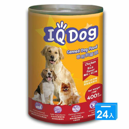 IQ Dog狗罐頭-雞肉+米口味400g*24【愛買】