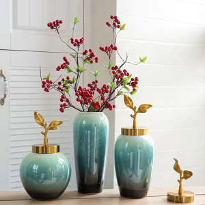 輕奢時尚陶瓷擺件家居客廳裝飾品花瓶插花創意北歐干花簡約電視柜