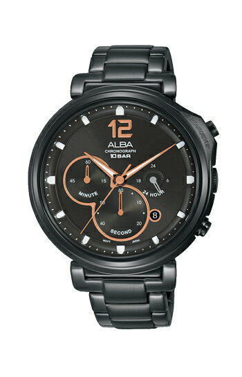 ALBA VD53-X302SD(AT3E05X1) 日期顯示三眼計時時尚腕錶/黑 44mm