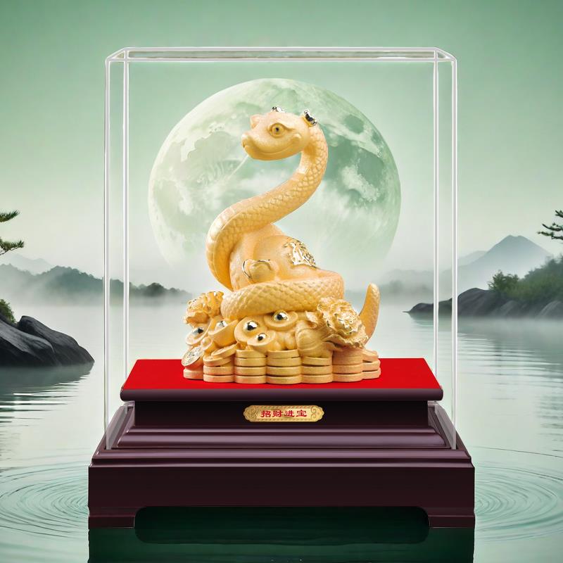 公司貨附發票 金蛇擺件絨沙金招財納福蛇年生肖蛇保險開門紅4S店公司年會禮品 快速出貨