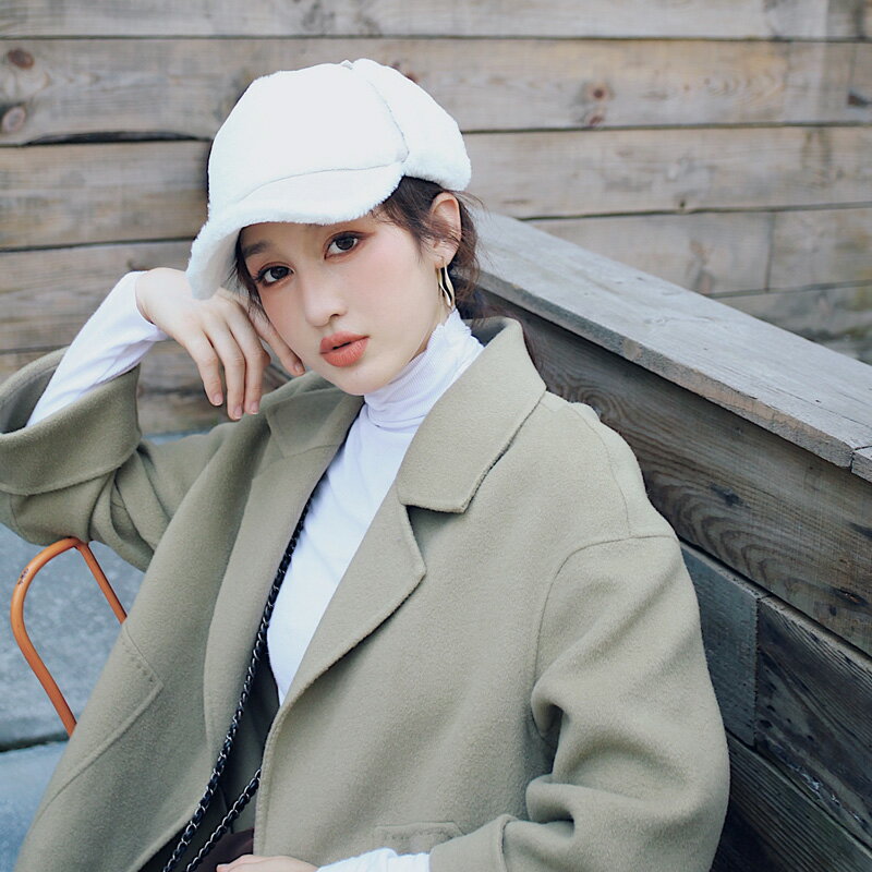 冬天保暖帽子鴨舌帽女冬季護耳加絨加厚鴨舌帽韓版時尚潮休閑百搭1入