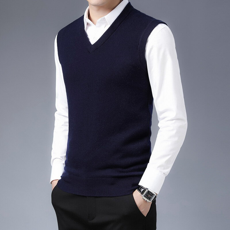 現貨+預購 100%羊毛背心針織衫上衣-經典V領簡約防寒保暖男背心外套7色74do22【獨家進口】【米蘭精品】