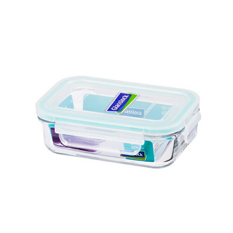 Glass Lock 強化玻璃保鮮盒韓國原裝長型400ml-RP519嬰兒副食品分裝盒-大廚師百貨