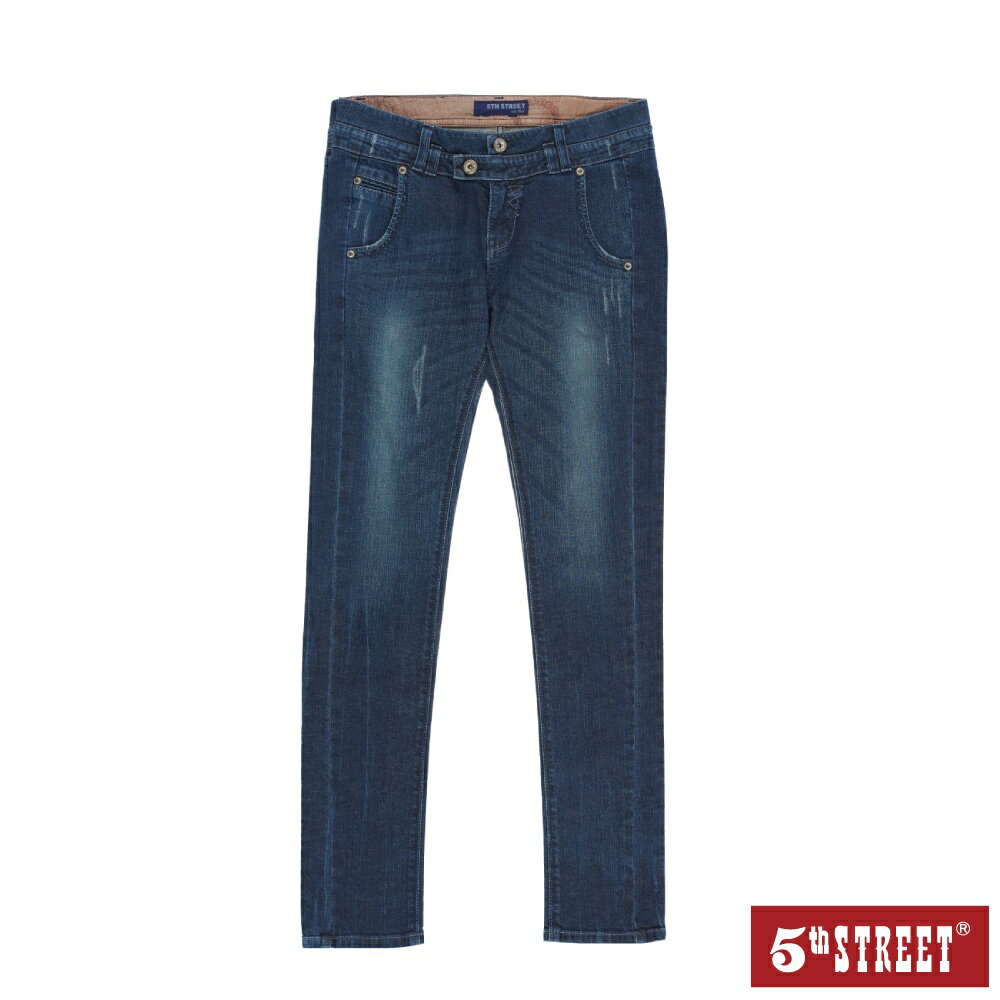 女裝 牛仔褲 低腰 微寬鬆 長褲 直筒褲 中藍 (941242) 【5th STREET】【APP下單享4%回饋】★網路獨家