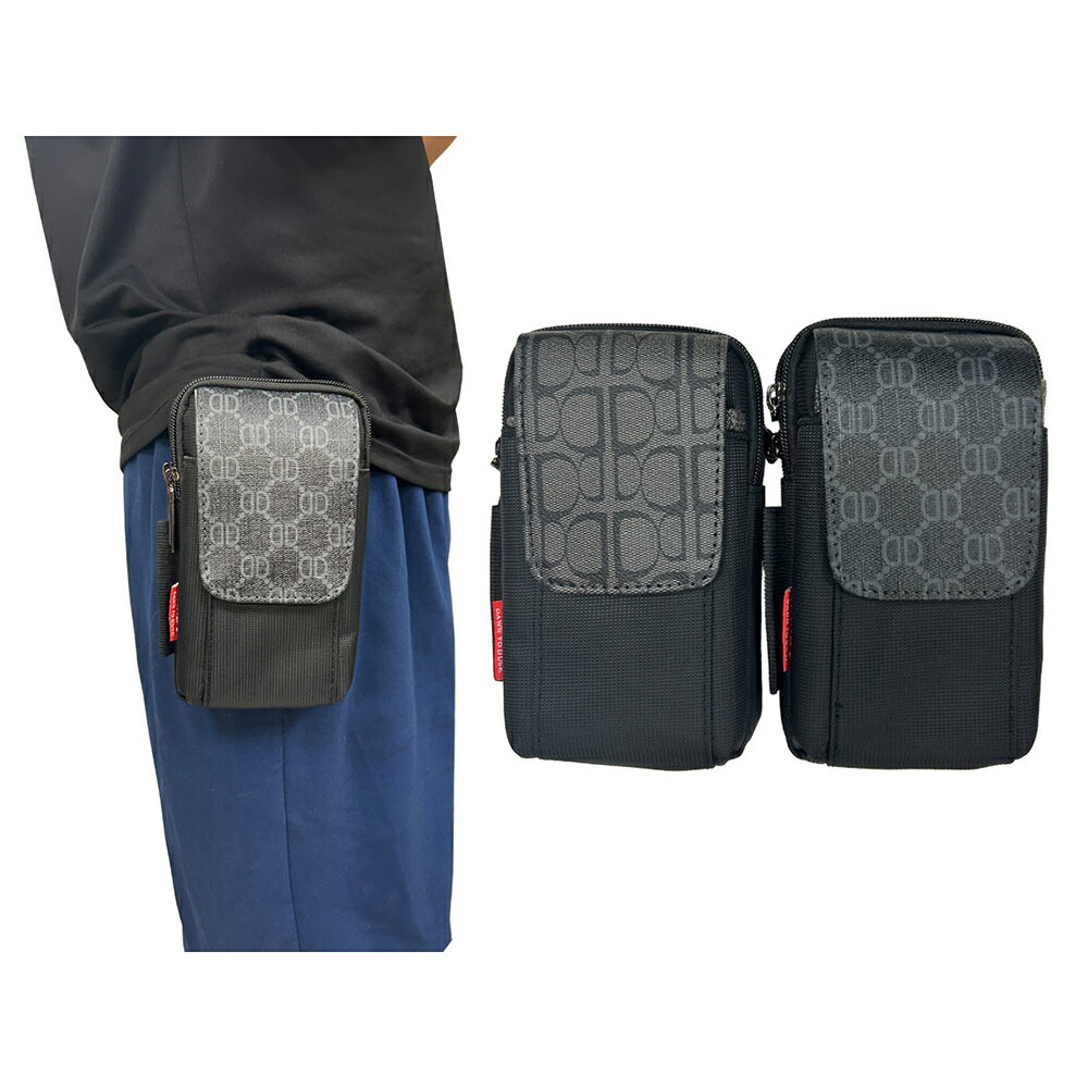 ~雪黛屋~DANDY 腰包掛式中容量7吋手機二主袋+外袋共三層防水防刮皮革長背帶DW1200