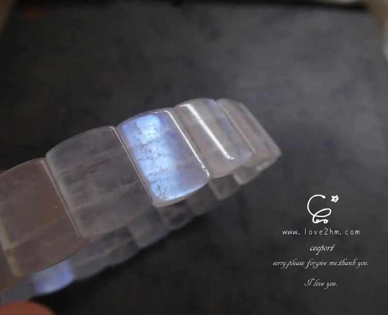 藍月光手排 月光石 水晶手鍊 晶晶工坊-love2hm 34202