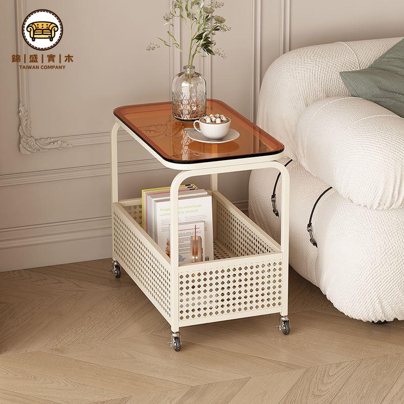 【沙發邊幾】 沙發邊櫃 茶几 客廳邊幾 移動簡約邊幾多功能客廳網紅收納儲物床頭輕奢北歐帶輪臥室小推車免運 工廠直銷 特價出 全館折扣 j14 1