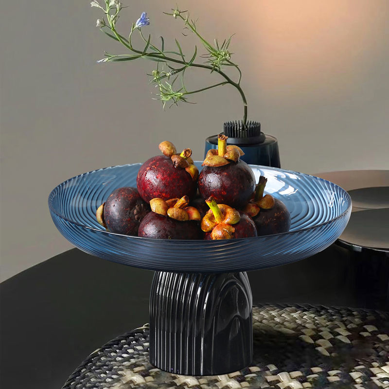 水果盤 客廳水果盤 幹果盤 高檔輕奢玻璃果盤擺件家用客廳茶幾餐桌零食糖果高腳簡約水果盤