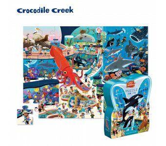 《美國 Crocodile Creek》博物館造型盒學習拼圖-水族館 (48片)-4歲以上 東喬精品百貨
