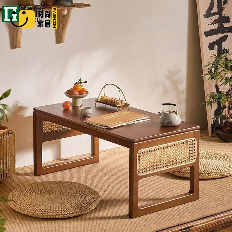 免運 工廠直銷 飄窗茶几 家用茶几 榻榻米小桌子 長條小矮桌 桌子小戶型 日式坐地茶桌 和室桌 邊幾 贛竹藤編飄窗桌子可折疊小茶幾榻榻米炕桌床上學習書桌窗臺矮茶桌免運/開立發票 特惠 特價出 全館折扣 售後保障 z5322