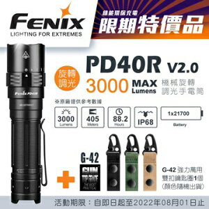 【電筒王】FENIX PD40R 3000流明 405米 機械環旋轉調光 戰術手電筒 USB充電