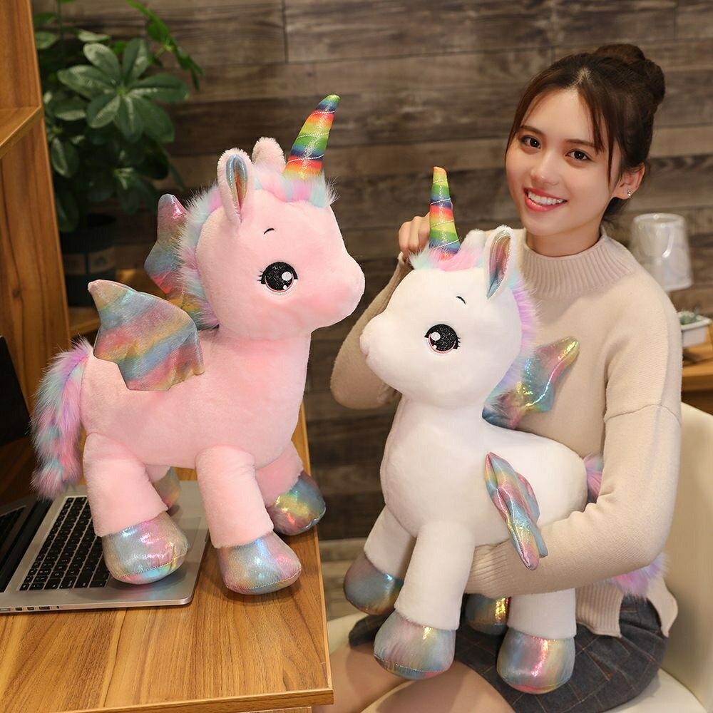 可愛娃娃 彩虹小獨角獸公仔 飛馬佈娃娃 毛絨 玩偶抱枕 生日禮物 安撫娃娃 交換禮物 可愛獨角