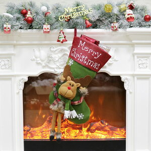 圣誕襪子禮物袋可愛創意禮品袋手提袋卡通麋鹿包裝裝飾平安果好看1入