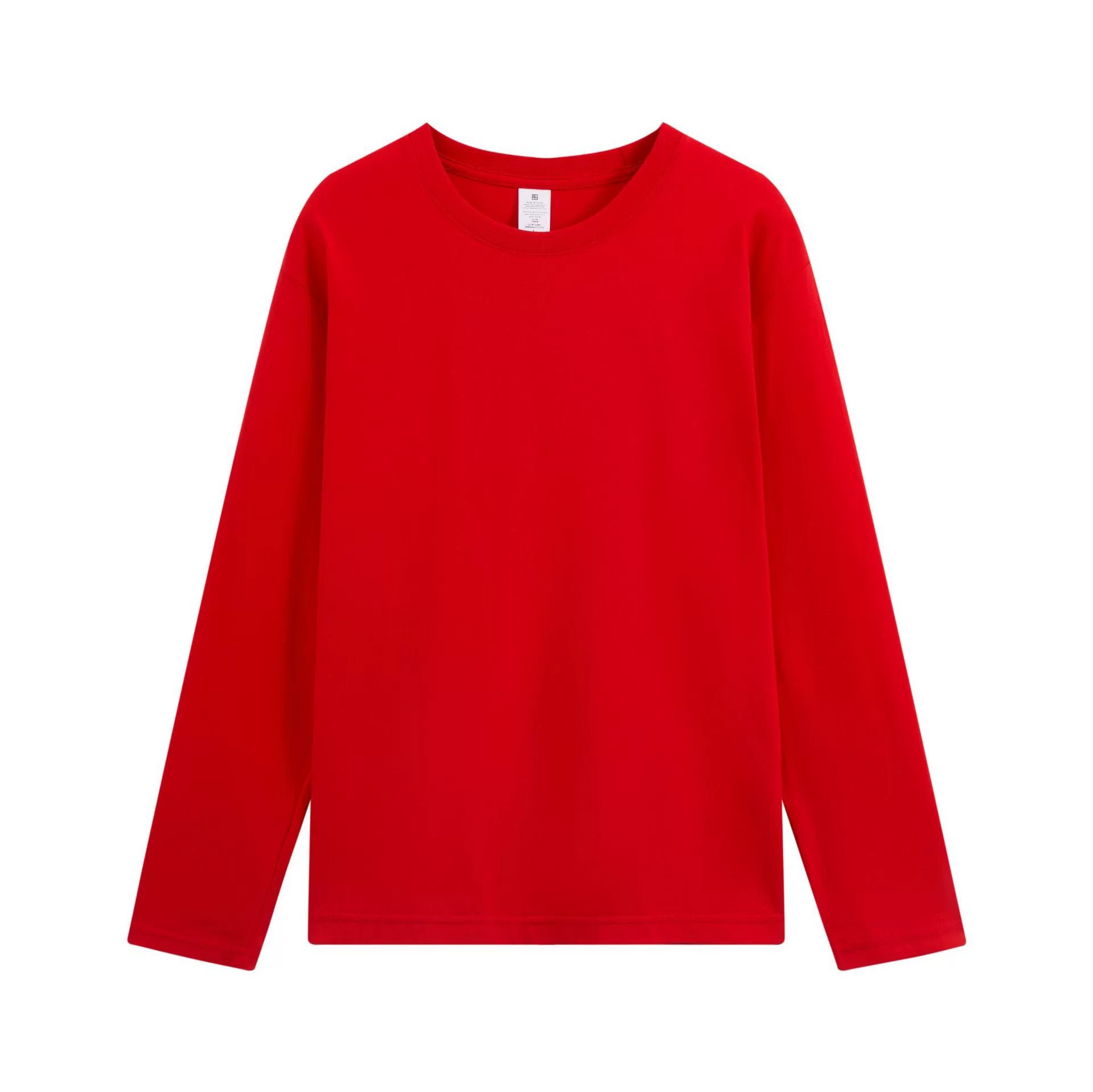 【喜挖】220g簡約內搭內搭衫女秋長袖純棉正肩T恤男圓領純色情侶衣服 0