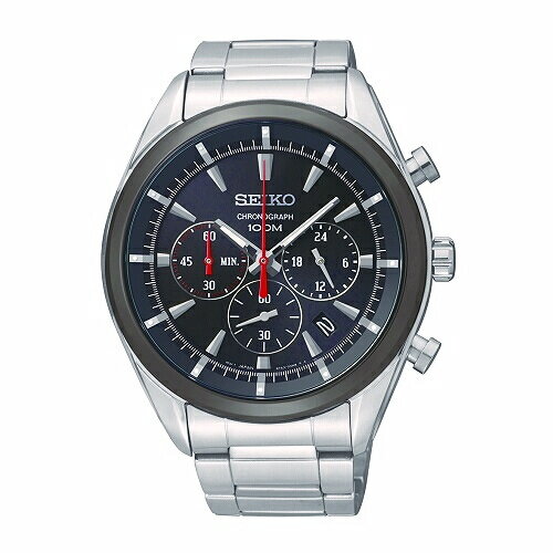 送禮首選★SEIKO CS潮流運動風格三眼計時腕錶/黑麵/44mm/SSB089P1(6T63-00H0D) SK005 附提袋【全館滿額折價★APP下單點數4倍送】線上購買享 實體門市同步服務