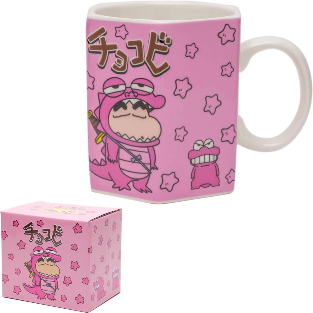 asdfkitty*蠟筆小新粉紅六角型陶瓷馬克杯-300ML-日本正版商品
