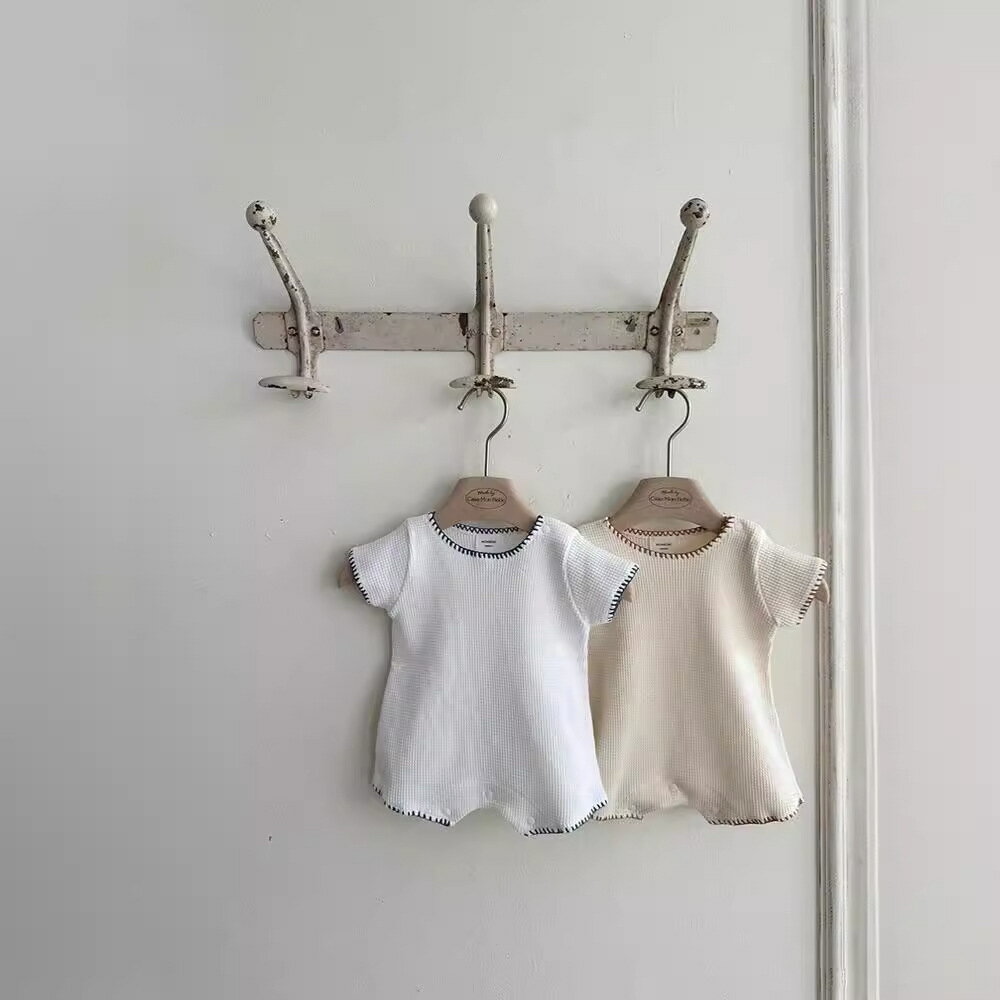 嬰兒衣服2024夏季新款韓版童裝男女童夏裝寶寶連體衣