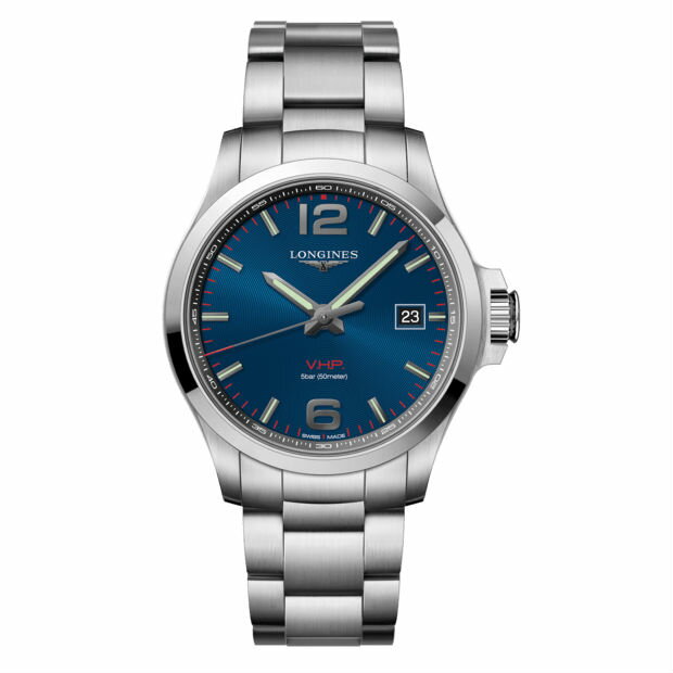 LONGINES 浪琴錶 l37264966 征服者系列 VHP超精準石英萬年曆腕錶/藍面43mm