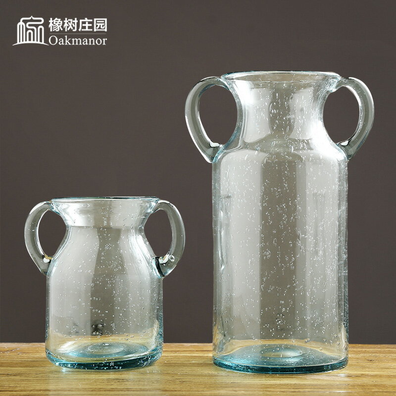 透明玻璃高級感花瓶擺件客廳裝飾插花北歐簡約ns樣板間餐桌花器