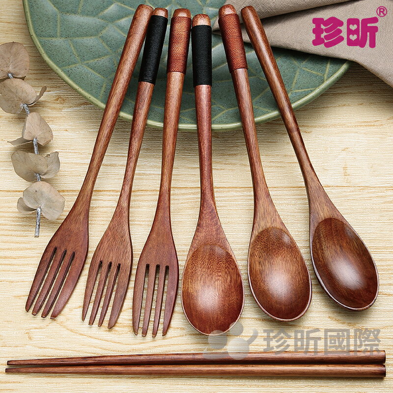 【珍昕】極致原木系列 木纏線筷子勺子叉子~7種可選(長度約22.5cm 寬度約2.8~4cm)/日式長柄/木勺/木叉/學生餐具