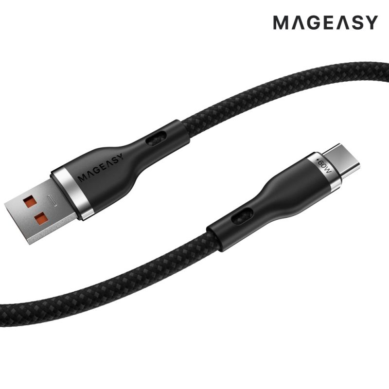 快充線 MAGEASY Wire USB-A to USB-C  傳輸編織線(60W) 快充線 充電線 傳輸線【愛瘋潮】