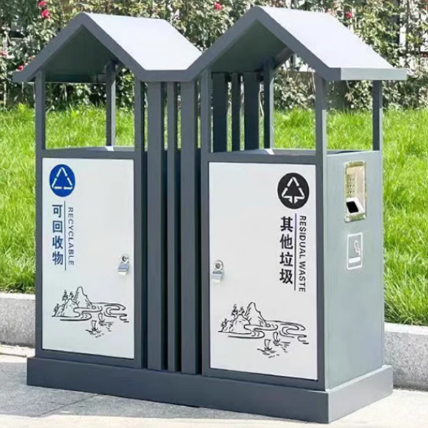 戶外新中式分類垃圾桶古鎮公園景區不鏽鋼古風室外果皮箱別墅庭院 1