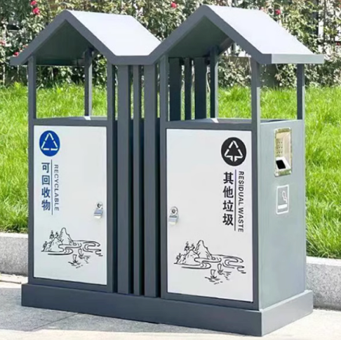 戶外新中式分類垃圾桶古鎮公園景區不鏽鋼古風室外果皮箱別墅庭院 1