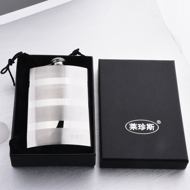 304不銹鋼酒壺戶外隨身便攜7盎司斑馬線水壺金屬酒瓶水壺酒具禮品 3