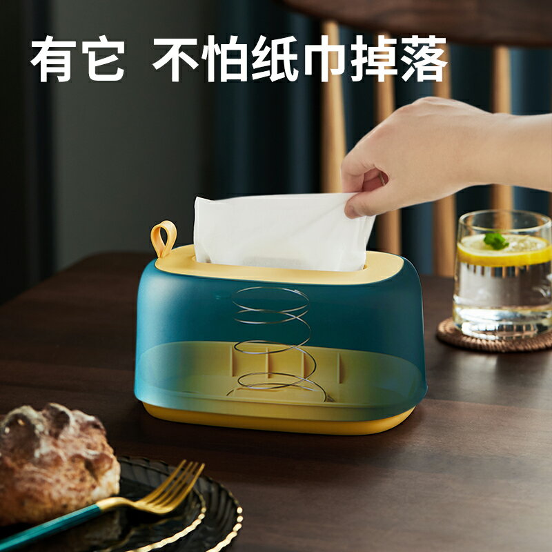 紙巾盒壁掛式餐巾紙收納餐廳用北歐桌面倒掛塑膠裝廚房的抽紙盒子