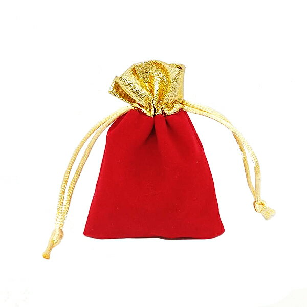 滾金邊紅色絨布束口袋-小 束口錦囊袋 錢幣錢母袋 開運金幣袋 抽繩收納袋 飾品首飾袋 贈品禮品
