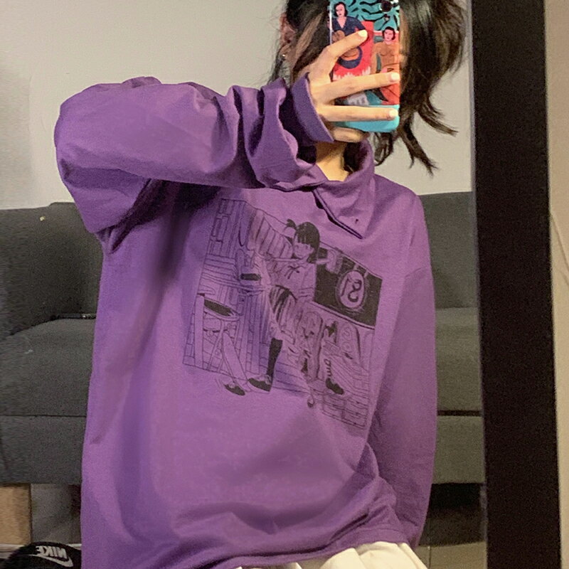 polo領小個子寬松衛衣女早春秋季薄款新款慵懶風上衣服