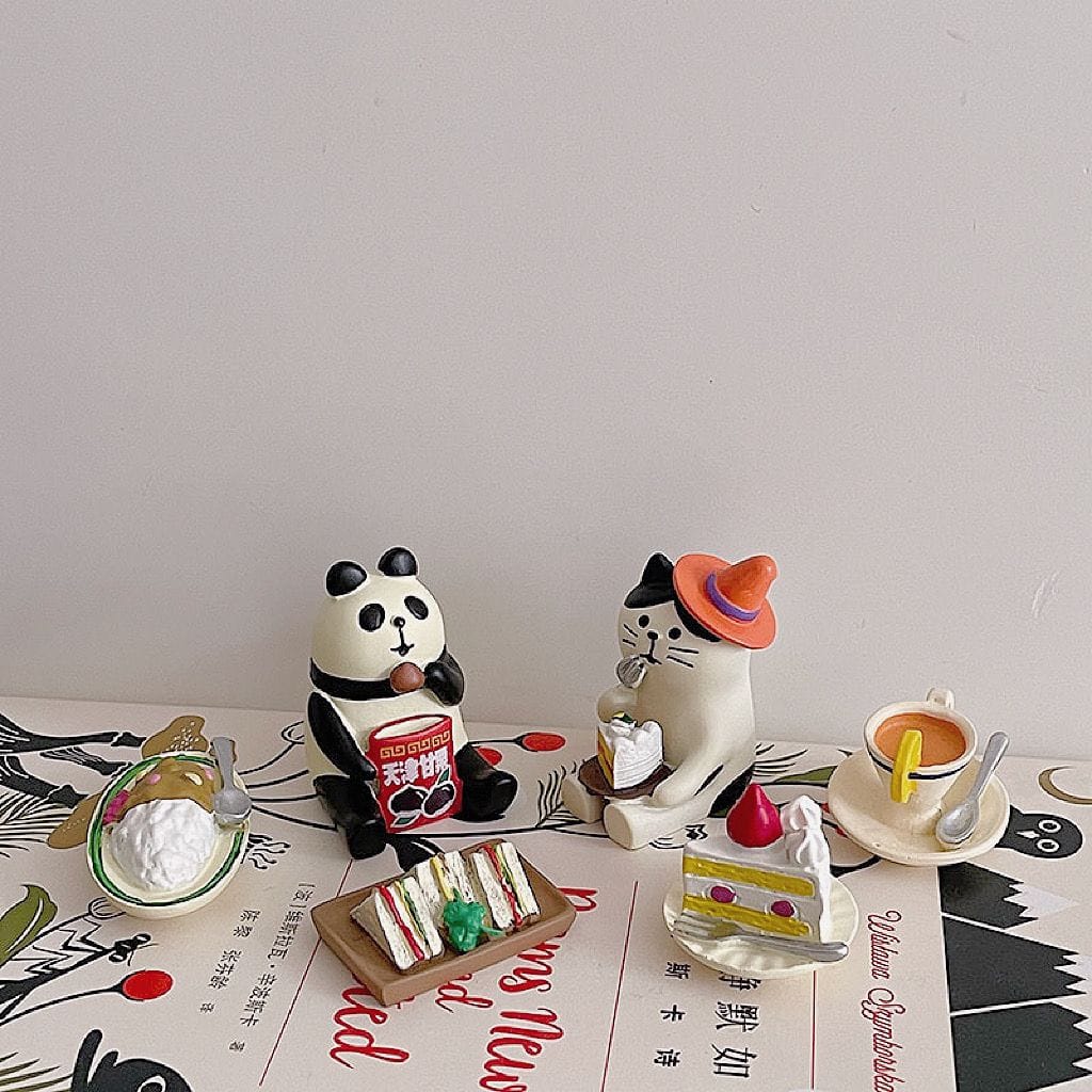 日式好天氣跟好朋友野餐貓 治癒系可愛日式小擺件桌面裝飾品 0