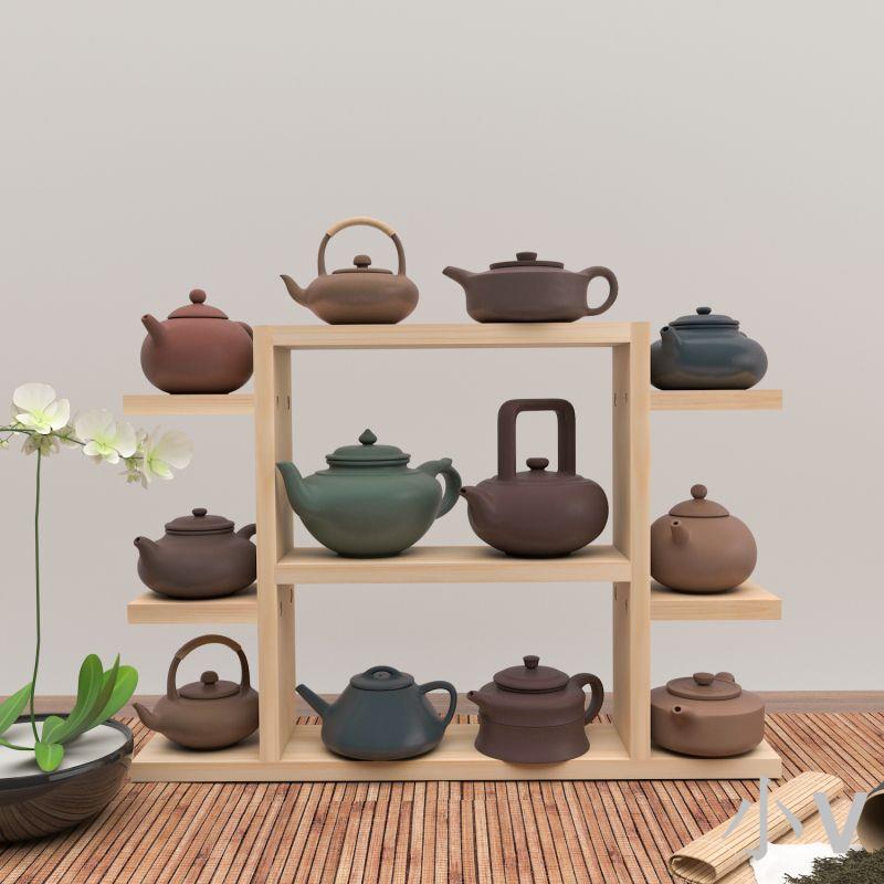 桌面小型博古架茶杯收納置物架子實木中式紫砂壺茶具茶葉擺件展示
