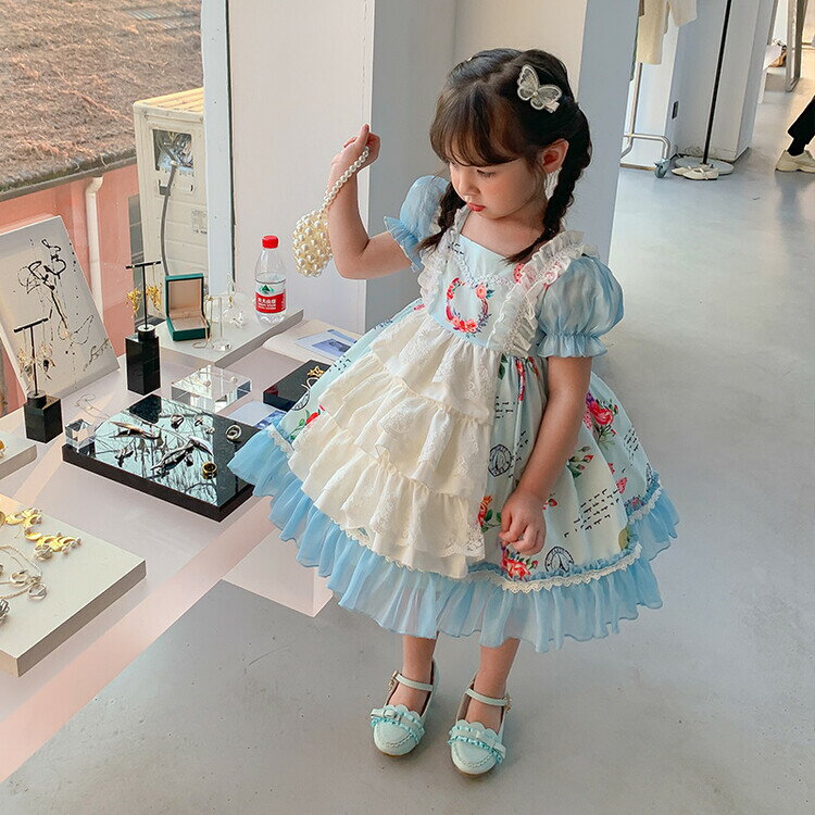 女童夏裝洛麗塔連衣裙2022新款時髦洋氣公主裙兒童裙子夏季童裝女