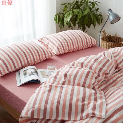 全棉色織 水洗棉 四件套 床上用品 日式 無印 純棉 床笠床單 8