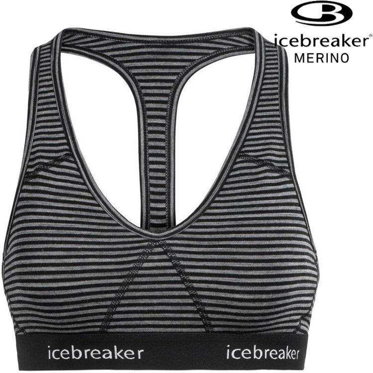 Icebreaker Sprite BF150 女款運動內衣/排汗內衣/美麗諾羊毛 103020 013 黑條紋/白 【贈送胸墊】