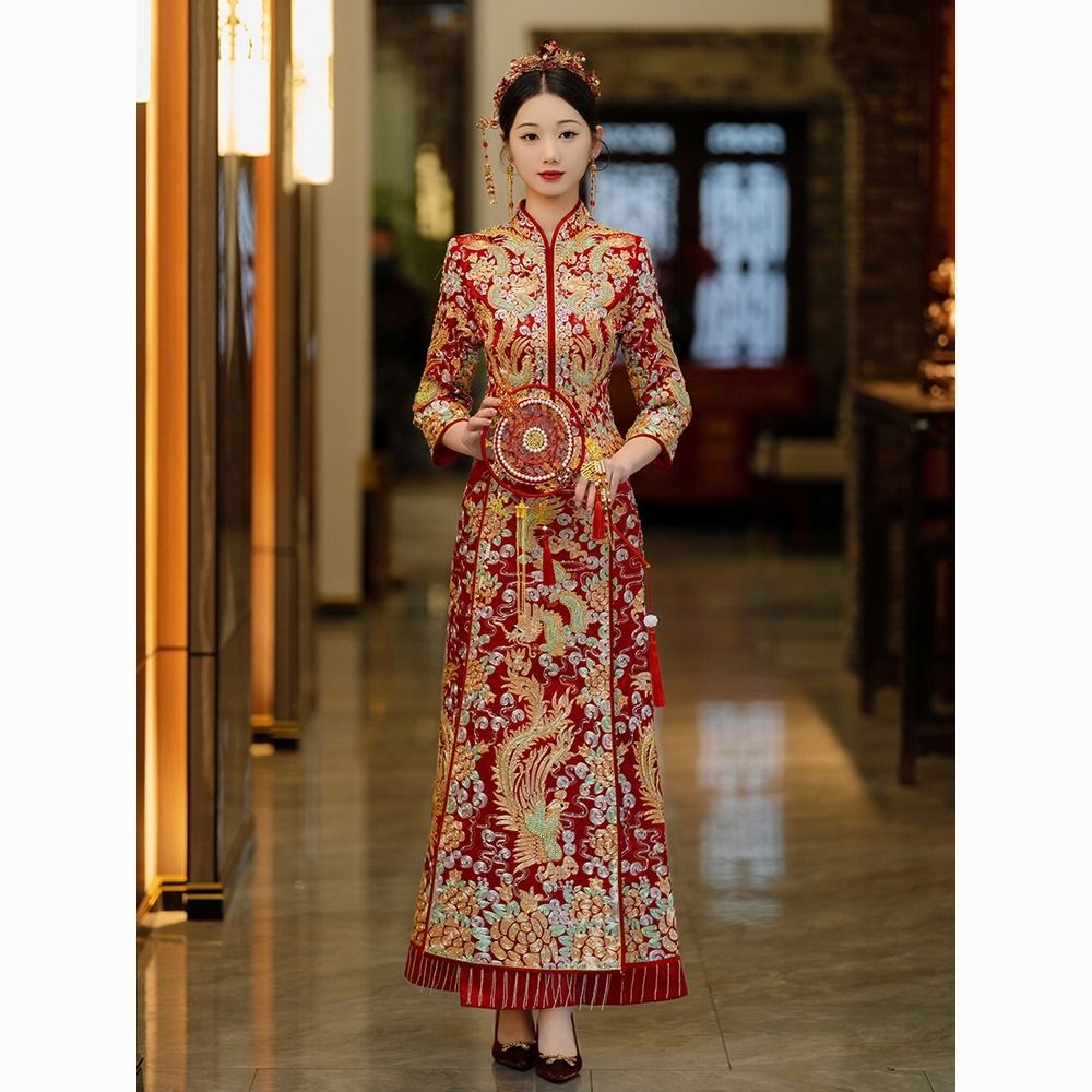 【最低價】【公司貨】龍鳳褂新娘秀禾服高級褂皇2023新款結婚婚禮禮服中式婚紗敬酒服女 5