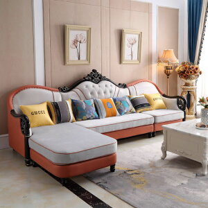 歐式布藝沙發客廳轉角貴妃簡歐現代大小戶型實木高檔奢華整裝沙發