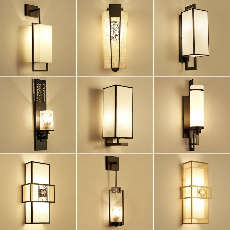 新中式壁燈現代簡約創意仿古酒店客廳臥室過道陽臺背景墻燈床頭燈