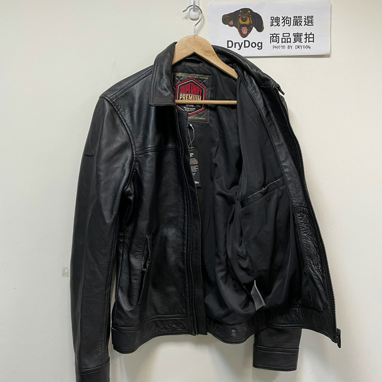 跩狗嚴選 極度乾燥 Superdry Curtis 頂級 真皮 皮衣 外套 黑色 襯衫領 夾克 翻領 舒服軟皮